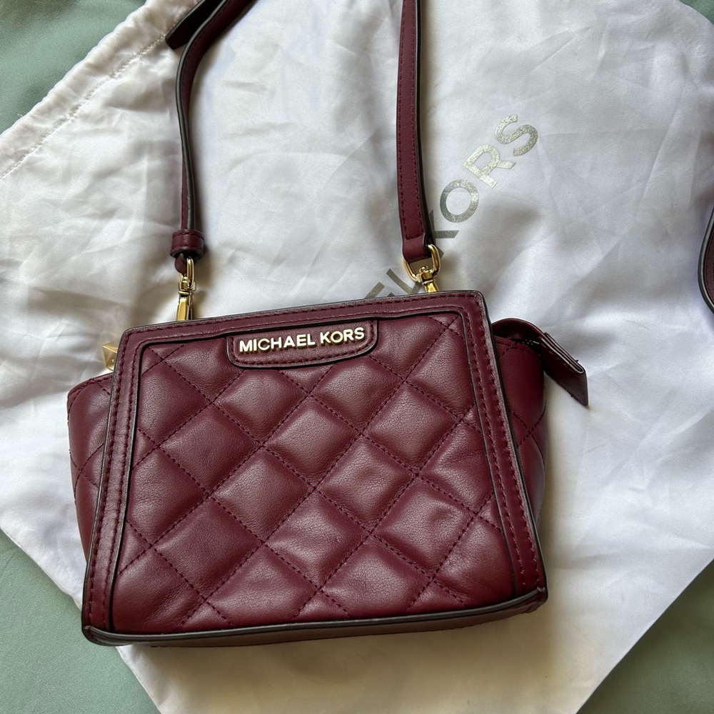Michael Kors small maroon cross body bag